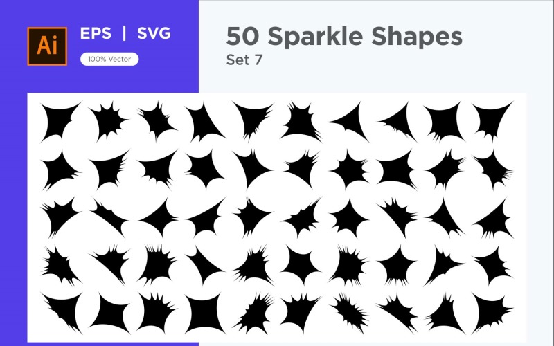 Sparkle shape symbol sign Set 50-V-7 Vector Graphic