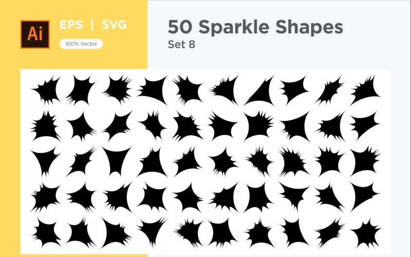 Sparkle shape symbol sign Set 50-V-8 Vector Graphic