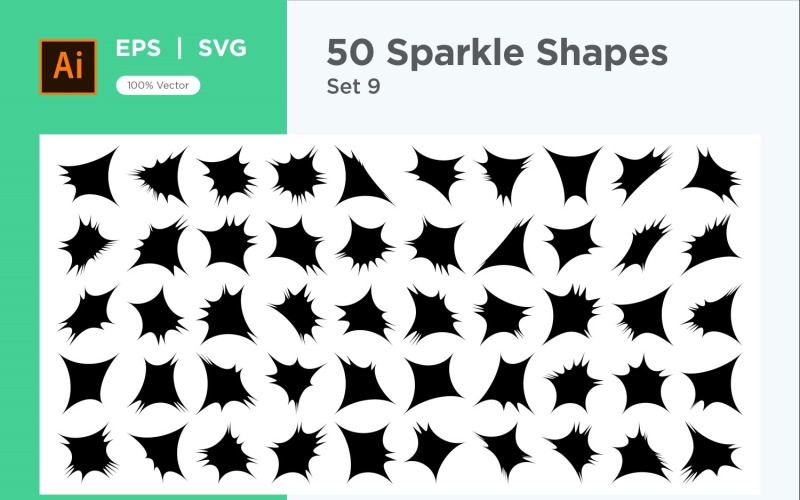 Sparkle shape symbol sign Set 50-V-9 Vector Graphic