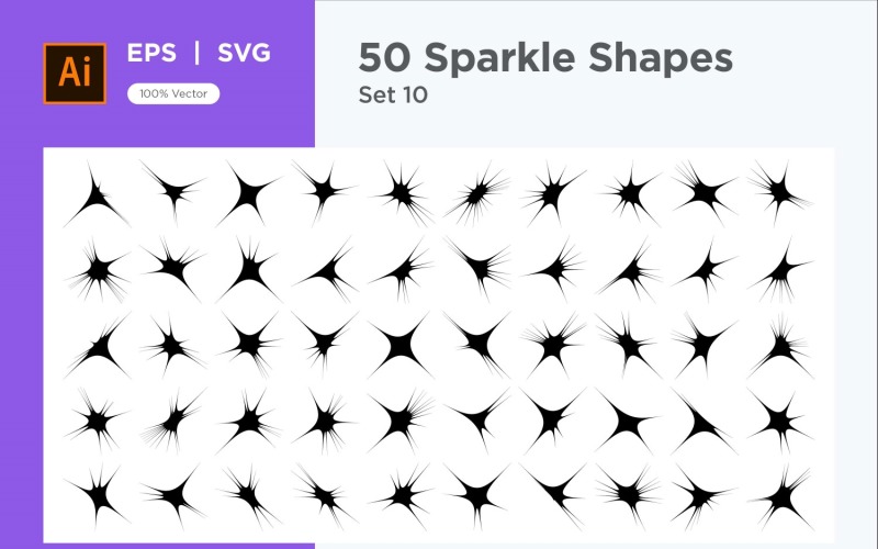 Sparkle shape symbol sign Set 50-V2-10 Vector Graphic
