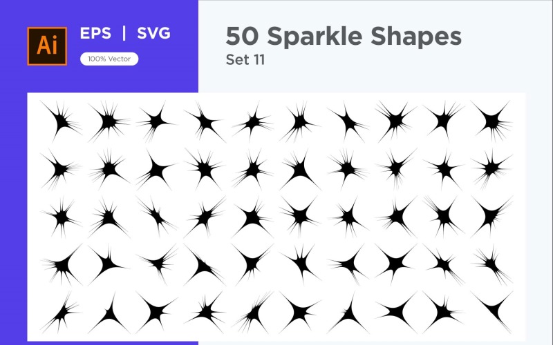 Sparkle shape symbol sign Set 50-V2-11 Vector Graphic