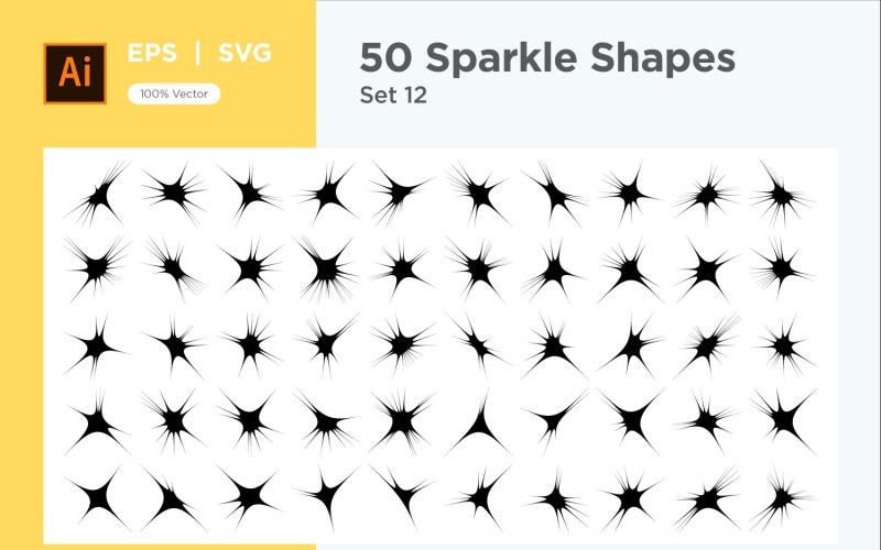 Sparkle shape symbol sign Set 50-V2-12 Vector Graphic
