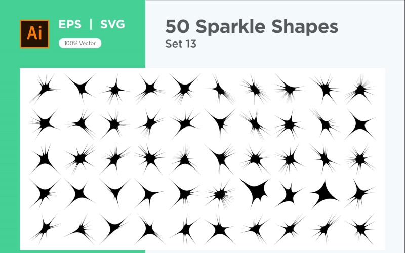 Sparkle shape symbol sign Set 50-V2-13 Vector Graphic