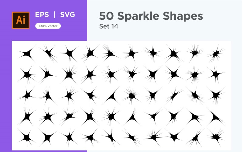 Sparkle shape symbol sign Set 50-V2-14 Vector Graphic