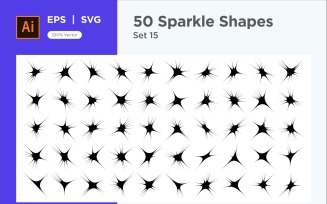 Sparkle shape symbol sign Set 50-V2-15