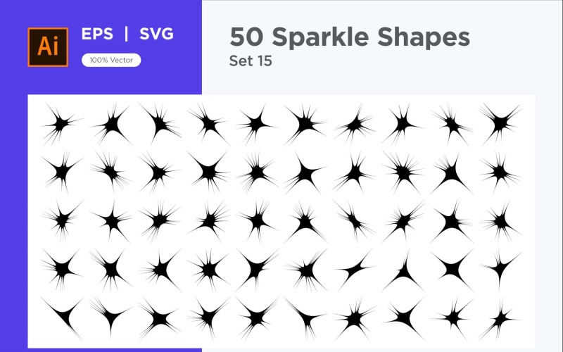 Sparkle shape symbol sign Set 50-V2-15 Vector Graphic