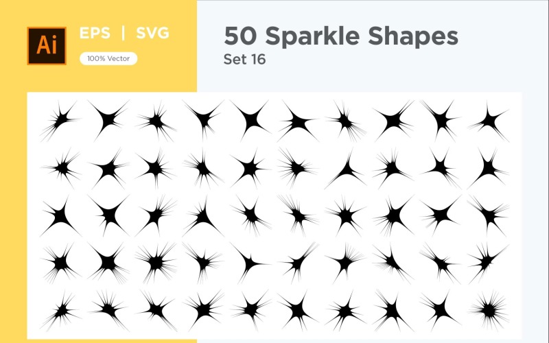 Sparkle shape symbol sign Set 50-V2-16 Vector Graphic