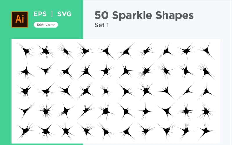 Sparkle shape symbol sign Set 50-V2-1 Vector Graphic