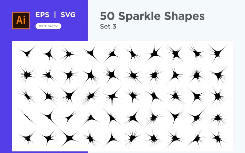 Sparkle shape symbol sign Set 50-V2-3 Vector Graphic