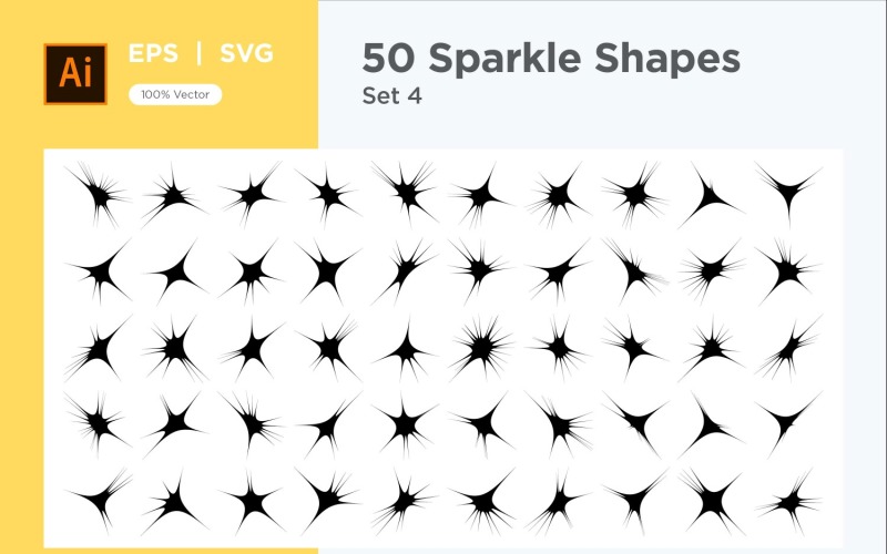 Sparkle shape symbol sign Set 50-V2-4 Vector Graphic