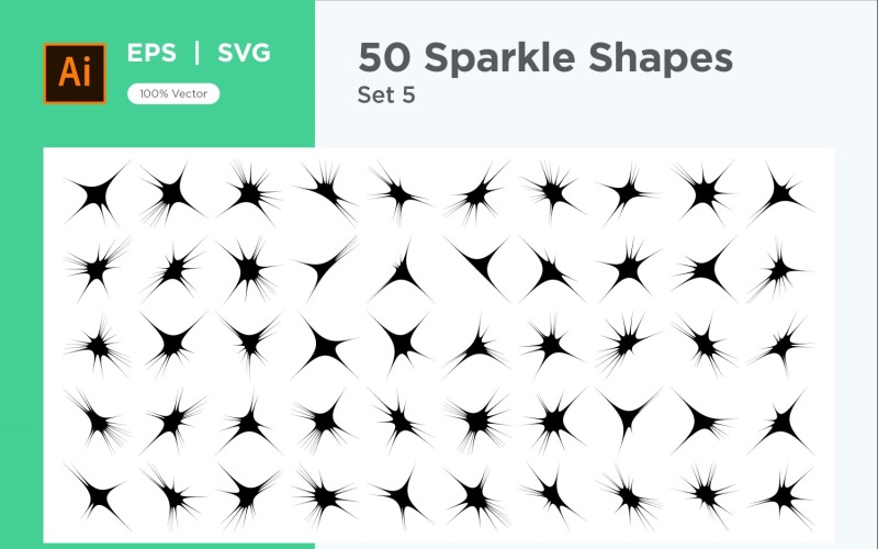 Sparkle shape symbol sign Set 50-V2-5 Vector Graphic
