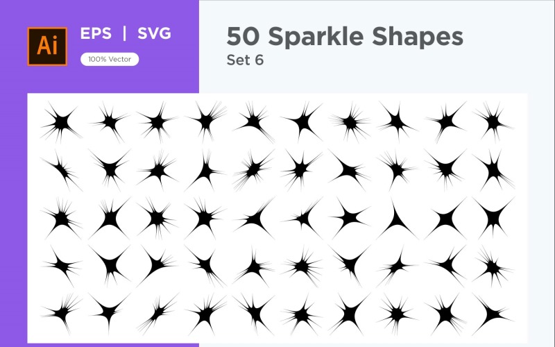 Sparkle shape symbol sign Set 50-V2-6 Vector Graphic