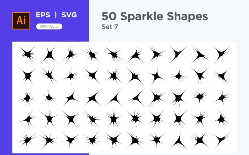 Sparkle shape symbol sign Set 50-V2-7 Vector Graphic