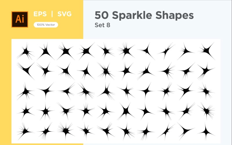 Sparkle shape symbol sign Set 50-V2-8 Vector Graphic