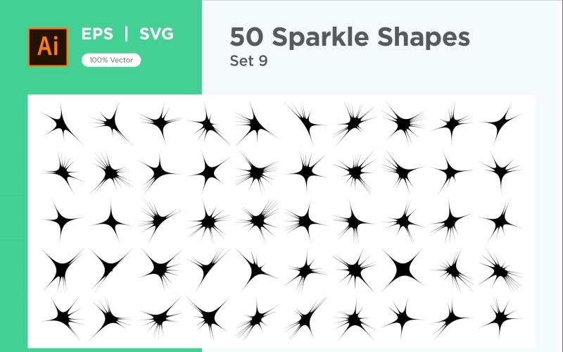 Sparkle shape symbol sign Set 50-V2-9 Vector Graphic