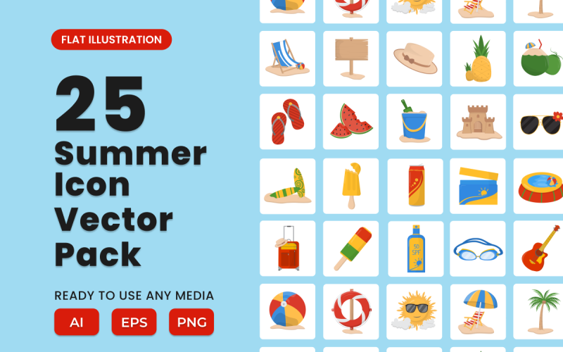 Summer Icon Illustration Set Vol 2 Vector Graphic