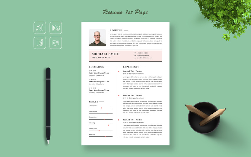 Contemporary Resume and Cover Letter Layout Resume Template