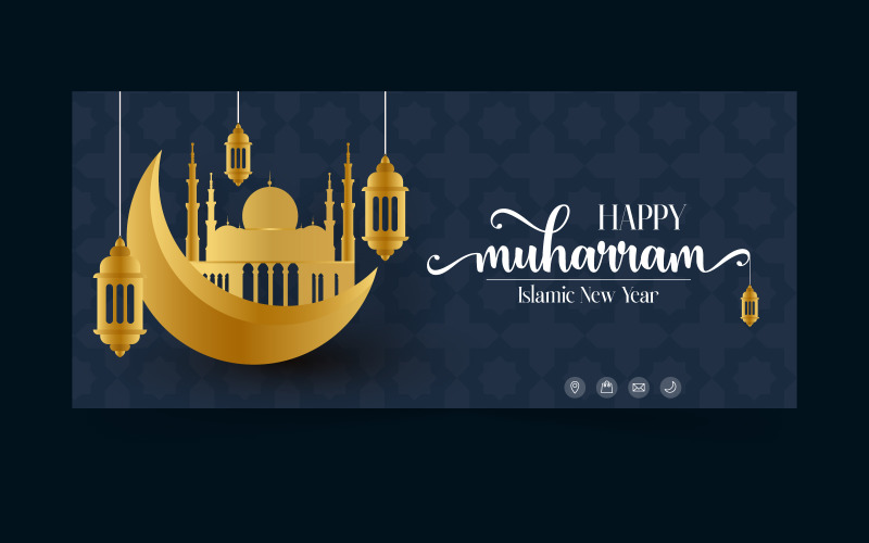 Happy Muharram vector illustration Islamic banner Illustration