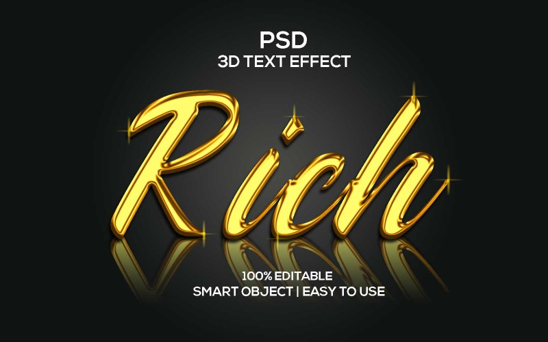 Rich 3D Text Effect Gold Color luxury editable text effect style Illustration