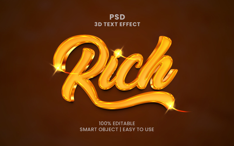 Rich 3D Text Effect Gold Color Illustration