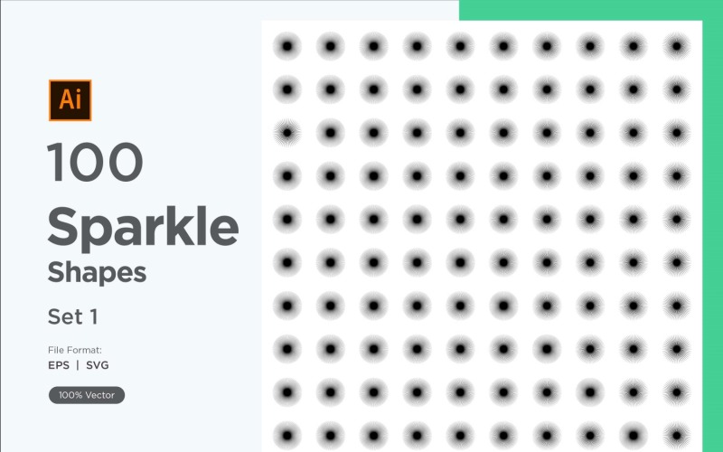 Sparkle shape symbol sign Set 100-V3-1 Vector Graphic