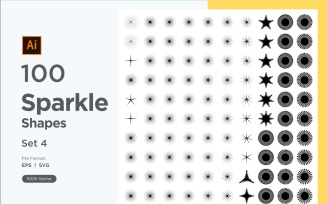 Sparkle shape symbol sign Set 100-V3-4