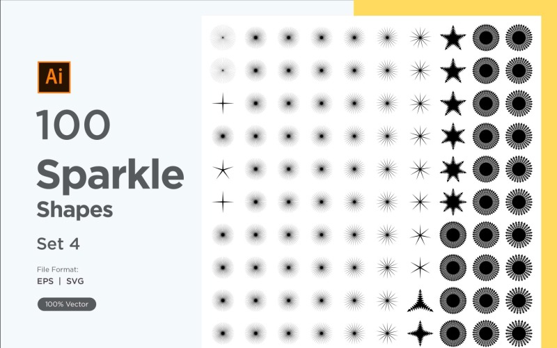 Sparkle shape symbol sign Set 100-V3-4 Vector Graphic
