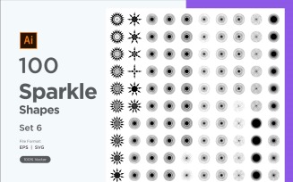 Sparkle shape symbol sign Set 100-V3-6