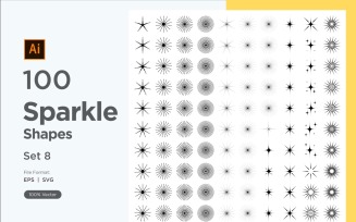 Sparkle shape symbol sign Set 100-V3-8