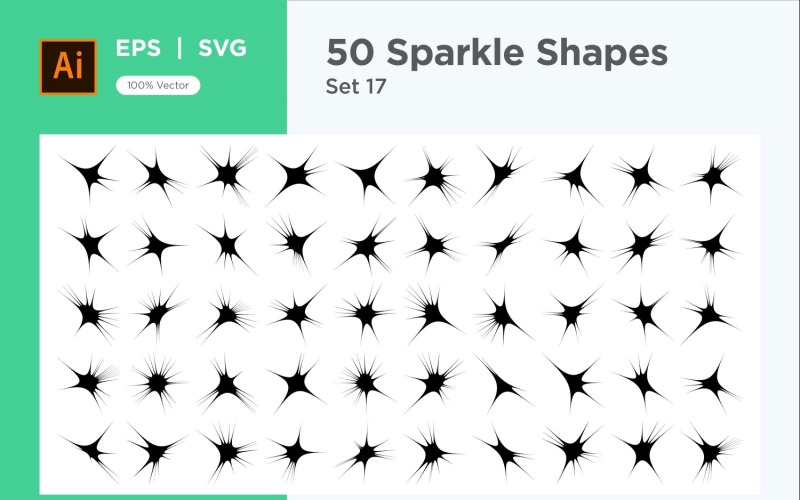 Sparkle shape symbol sign Set 50-V2-17 Vector Graphic