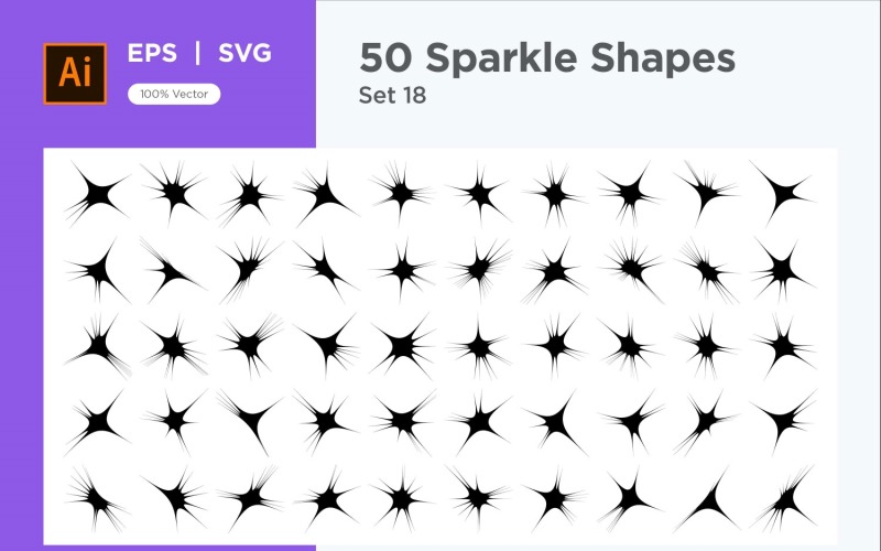 Sparkle shape symbol sign Set 50-V2-18 Vector Graphic