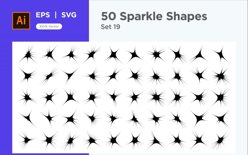 Sparkle shape symbol sign Set 50-V2-19 Vector Graphic