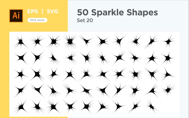 Sparkle shape symbol sign Set 50-V2-20 Vector Graphic