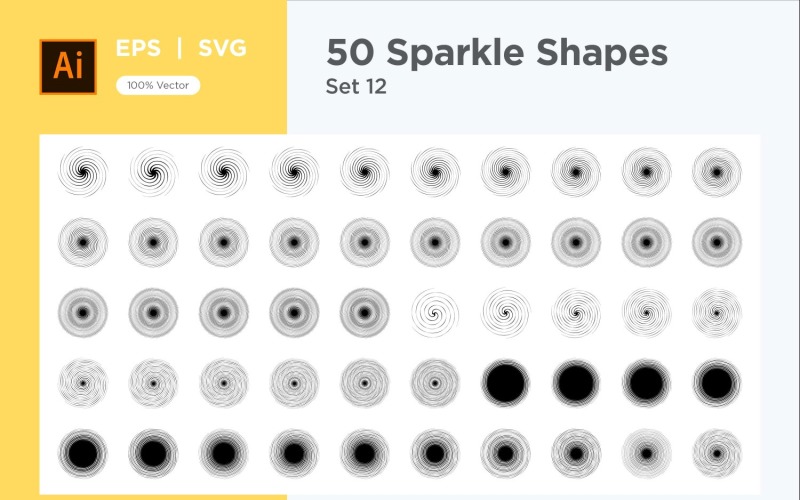 Sparkle shape symbol sign Set 50-V3-12 Vector Graphic