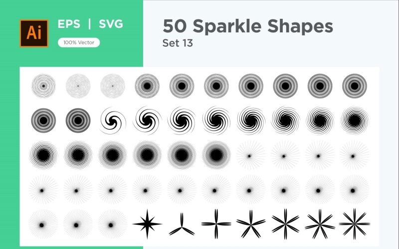 Sparkle shape symbol sign Set 50-V3-13 Vector Graphic