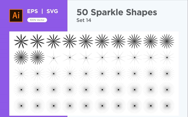 Sparkle shape symbol sign Set 50-V3-14 Vector Graphic
