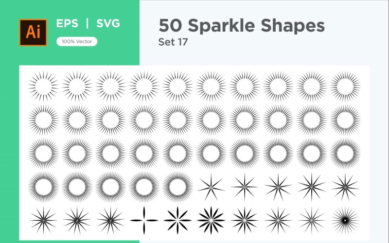 Sparkle shape symbol sign Set 50-V3-17 Vector Graphic