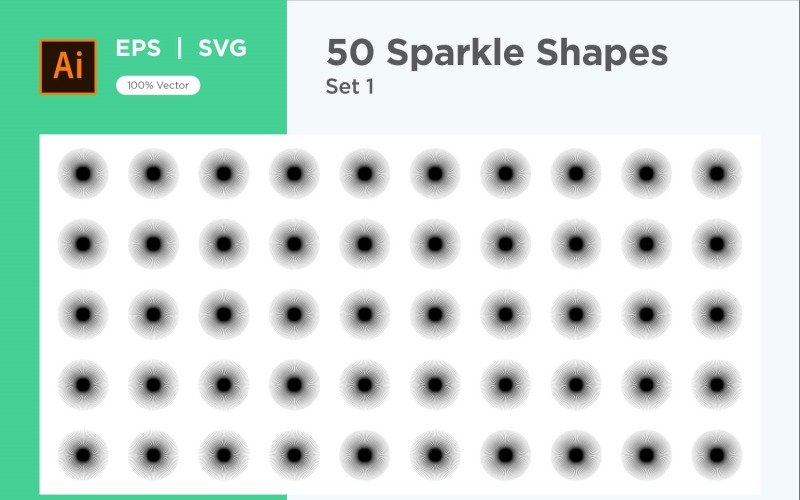 Sparkle shape symbol sign Set 50-V3-1 Vector Graphic
