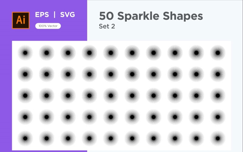 Sparkle shape symbol sign Set 50-V3-2 Vector Graphic