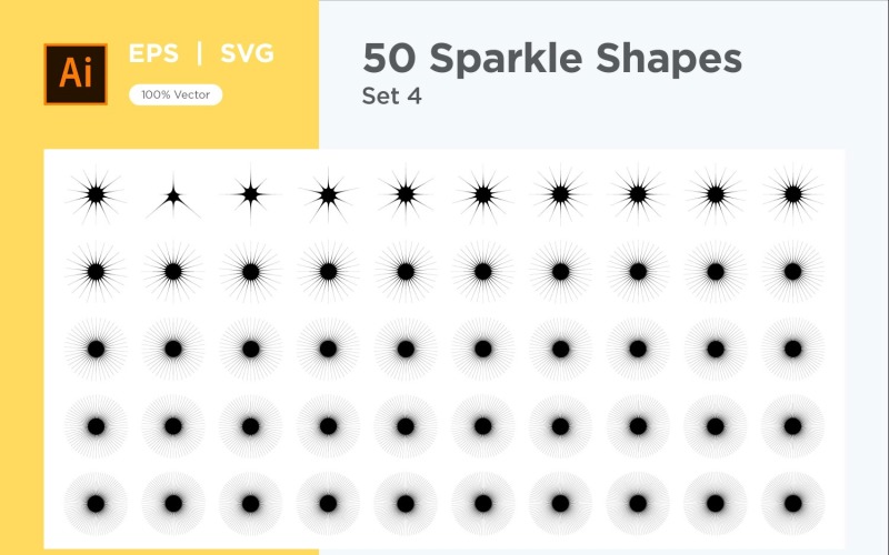 Sparkle shape symbol sign Set 50-V3-4 Vector Graphic