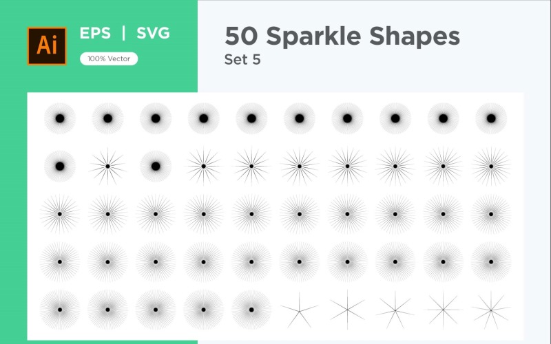 Sparkle shape symbol sign Set 50-V3-5 Vector Graphic