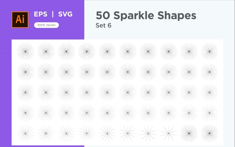 Sparkle shape symbol sign Set 50-V3-6 Vector Graphic