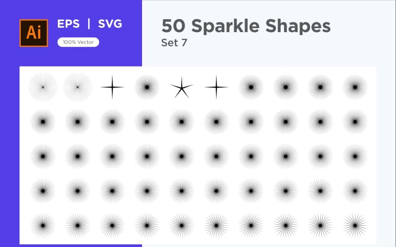 Sparkle shape symbol sign Set 50-V3-7 Vector Graphic
