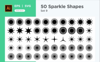 Sparkle shape symbol sign Set 50-V3-9