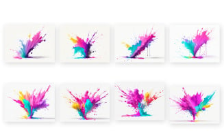 Colorful paint splatter brush stroke, Exploding liquid paint in rainbow colors with splashes