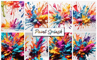 Colorful rainbow explosion paint ink splatter