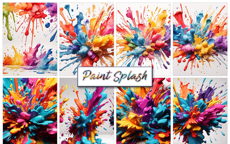 Colorful rainbow explosion paint ink splatter Background