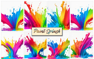 Colorful rainbow liquid paint ink splashes