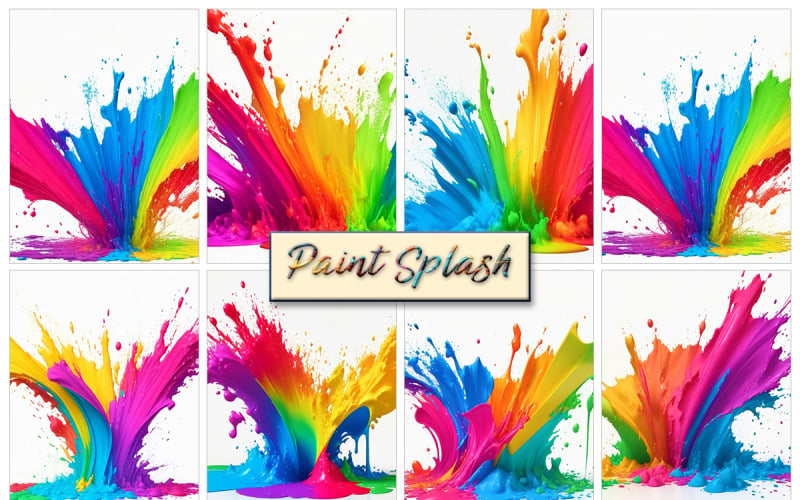 Colorful rainbow liquid paint ink splashes Background