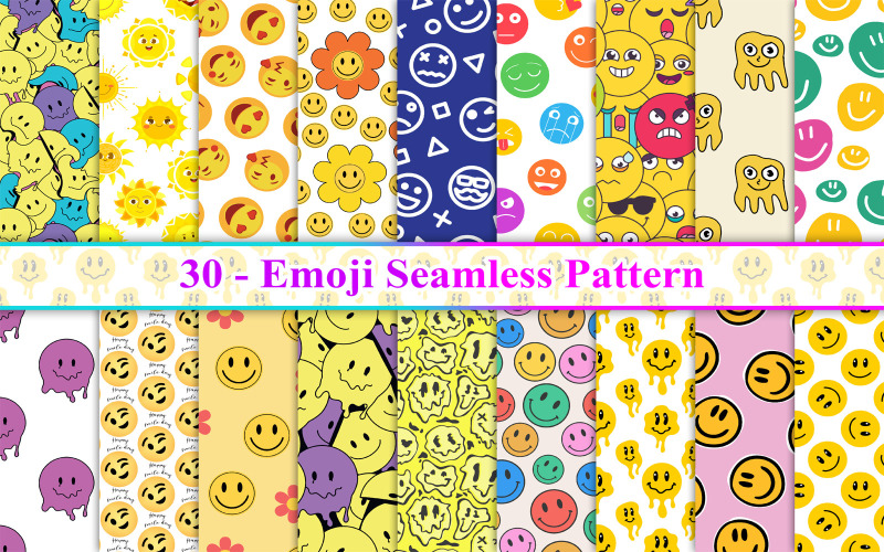 Emoji Seamless Pattern, Emoji Pattern, Emoji Background